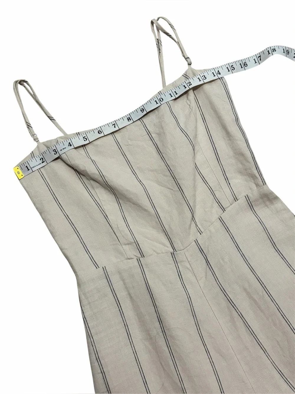 REFORMATION Sleeveless Striped Smocked Back Cropped Linen Jumpsuit 6